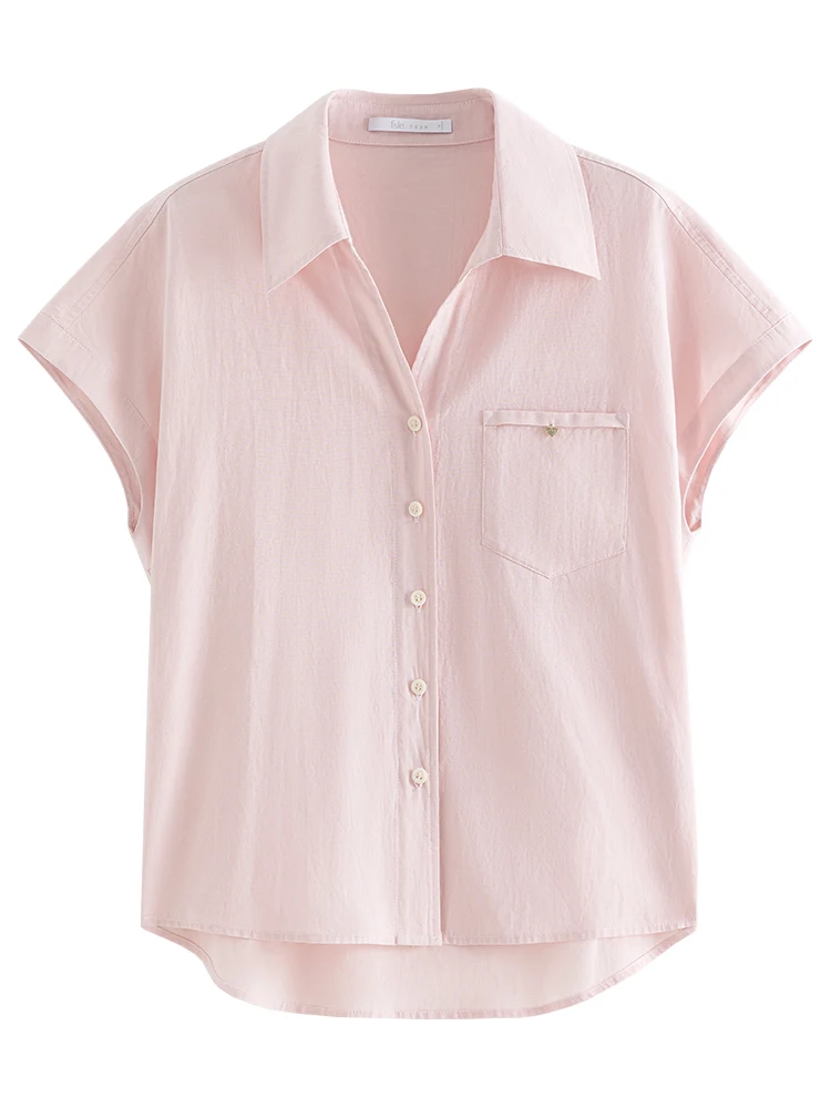 FSLE 【 3 цвета 】женская летняя Тонкая блузка с коротким рукавом реглан в синюю и