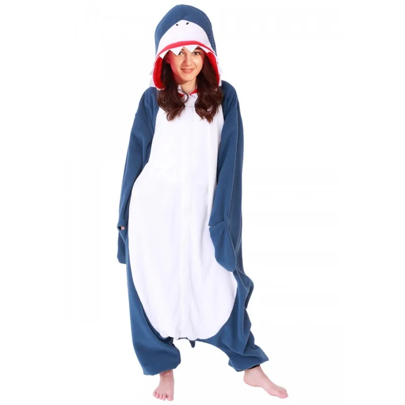 Halloween Onesie Cartoon Shark Pajama For Adult Women Men Animal Kigurumis Pyjamas Homewear Cosplay Party Costume XXL