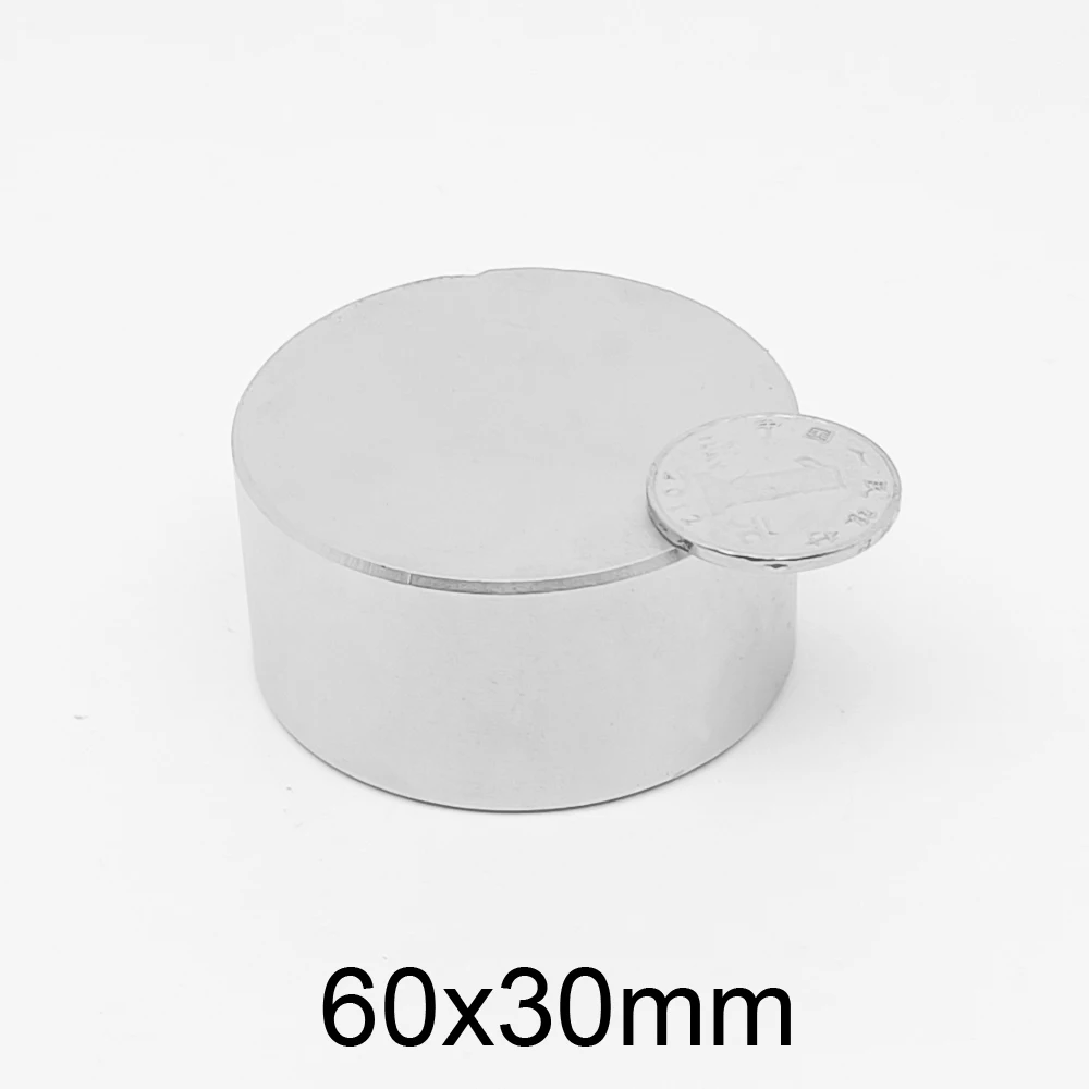 

1PC 60x30 Bulk Round Rare Earth Neodymium Magnet N35 Big Super Strong Disc Search Magnet 60x30mm Permanent Magnet Strong 60*30