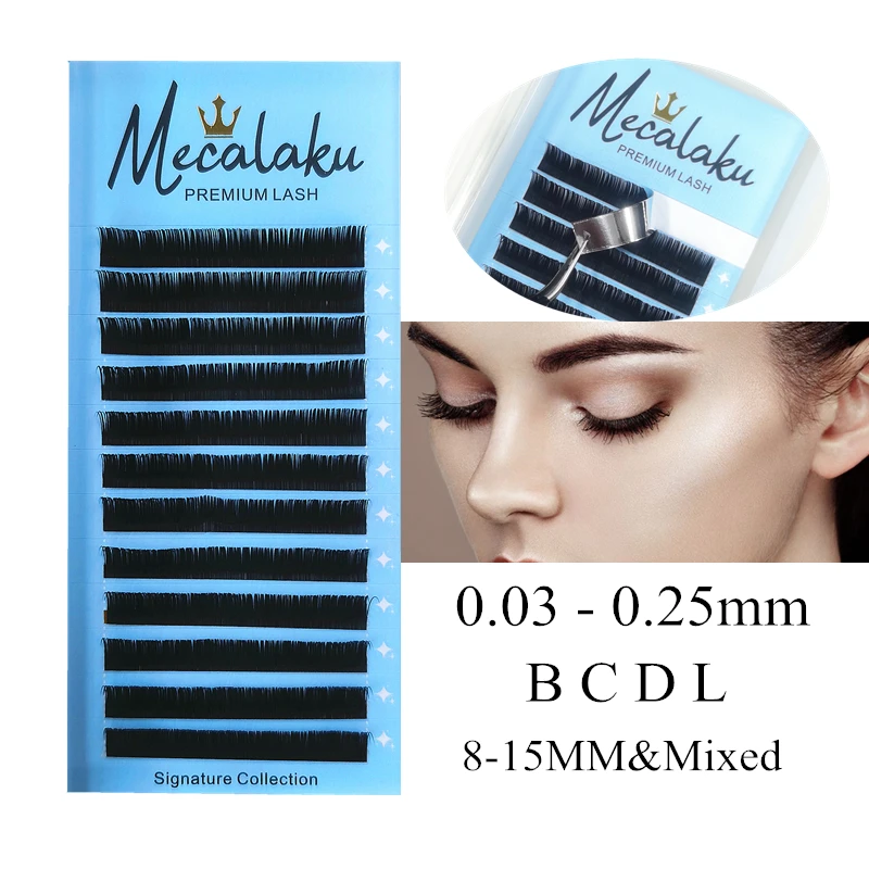 

Mecalaku Eyelash Extension 0.03-0.20mm Faux Lash Individual Maquiagem Cilios for Professionals Soft Natural