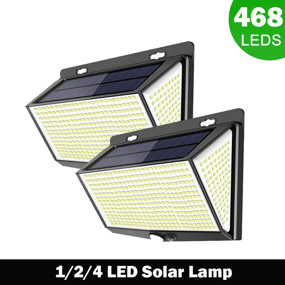 

468 LED Super Bright Outdoor Solar Lamp Waterproof 3 Modes Motion Sensor Human Induction Solar Garden Light Yard Garage Lights