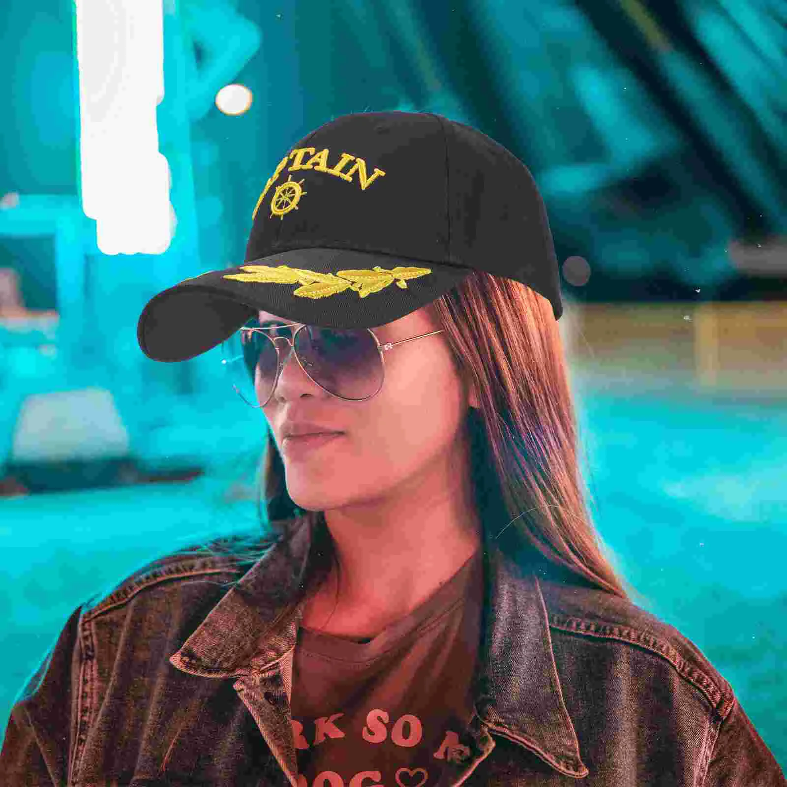 Captain Hat Black Baseball Sun Peaked for Women Visor Dad Boating Hats Cotton Adjustable