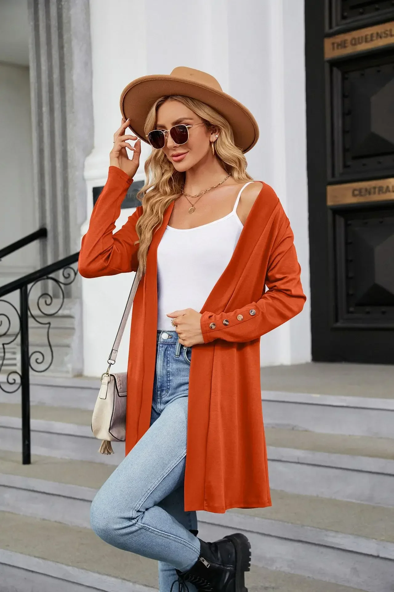 Модные женские блузки осенний кардиган средней длины свободный женский