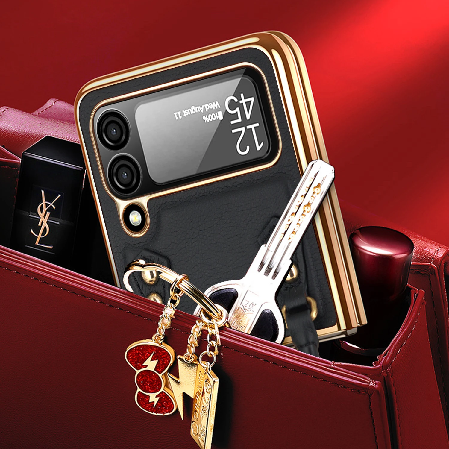 Najtaniej Do Samsung Galaxy Z Flip 4 3 Case Luksusowa Elegancka Bransoletka Skórzana Składana, Odporna Na Wstrząsy Soczewka All-Inclusive Wstążka Torebka Okładka Kup Do Samsung Galaxy Z Flip 4 3 Case Luksusowa Elegancka Bransoletka Skórzana Składana, Odporna Na Wstrząsy Soczewka All-Inclusive Wstążka Torebka Okładka