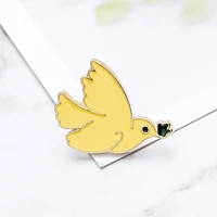 cartoon creative cute animal enamel pin yellow bird brooches clothing bag badge jewelry gifts for women girl wholesale