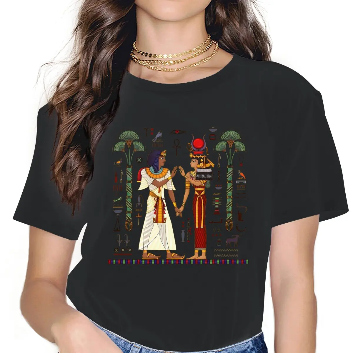 

Hieroglyph And Symbolancient Culture Sing And Symbo Women Tshirts Magic Egyptian Ancient Egypt Culture Gothic Female Clothing