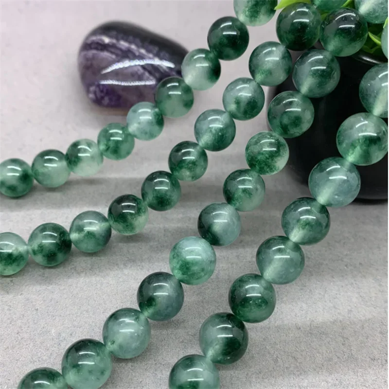 Круглые свободные бусины-разделители из халцедона с водорослями для