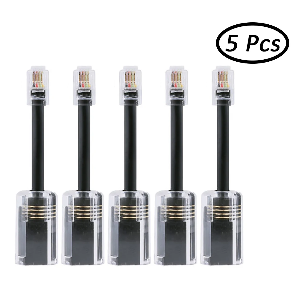 

5 Pack Telephone Cord Detangler RJ9-4P4C Model 360 Degree Extended Rotating Antitangle Black Telephone Cord Landline Cable