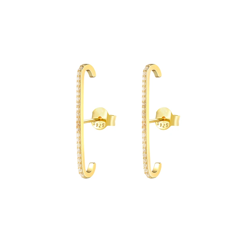 

CANNER Gold 925 Sterling Silver Single Row Diamond Inlaid Hipster Stud Earrings For Women 2023 Trend Silver Jewelry Gifts