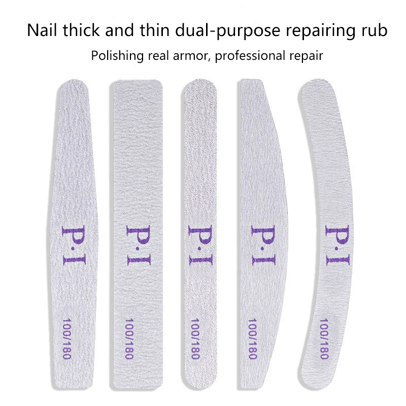 

5pcs Nail File 100/180 Sandpaper Sanding File Polishing Files for UV Gel Manicure Pedicure Buffers Half Moon Lime Nail Tools