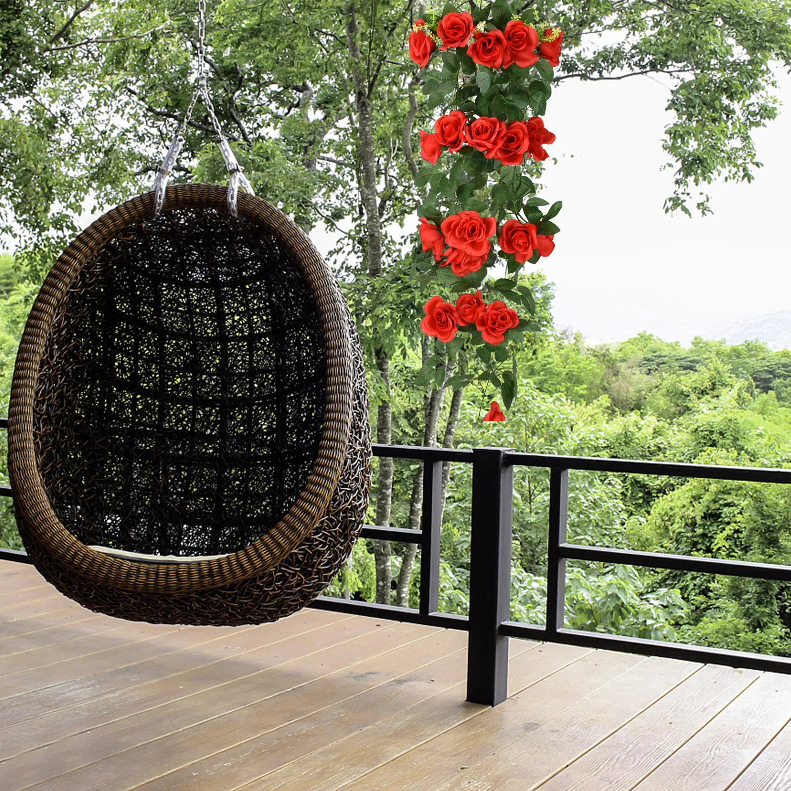 

Искусственные розы, лоза, шелковые декоративные цветы, растения с зеленой искусственной гирляндой на стене, лоза для дома, отеля