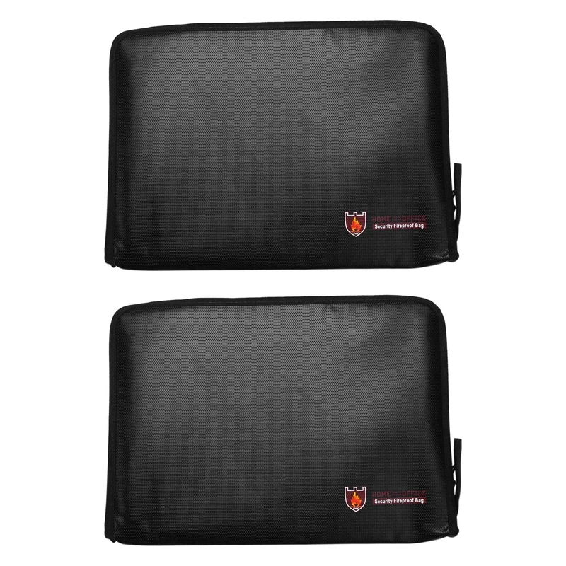 

2X Fireproof Files Folder Accordion Document Bags 14.3X9.8 Inch A4 Size 12 Pockets