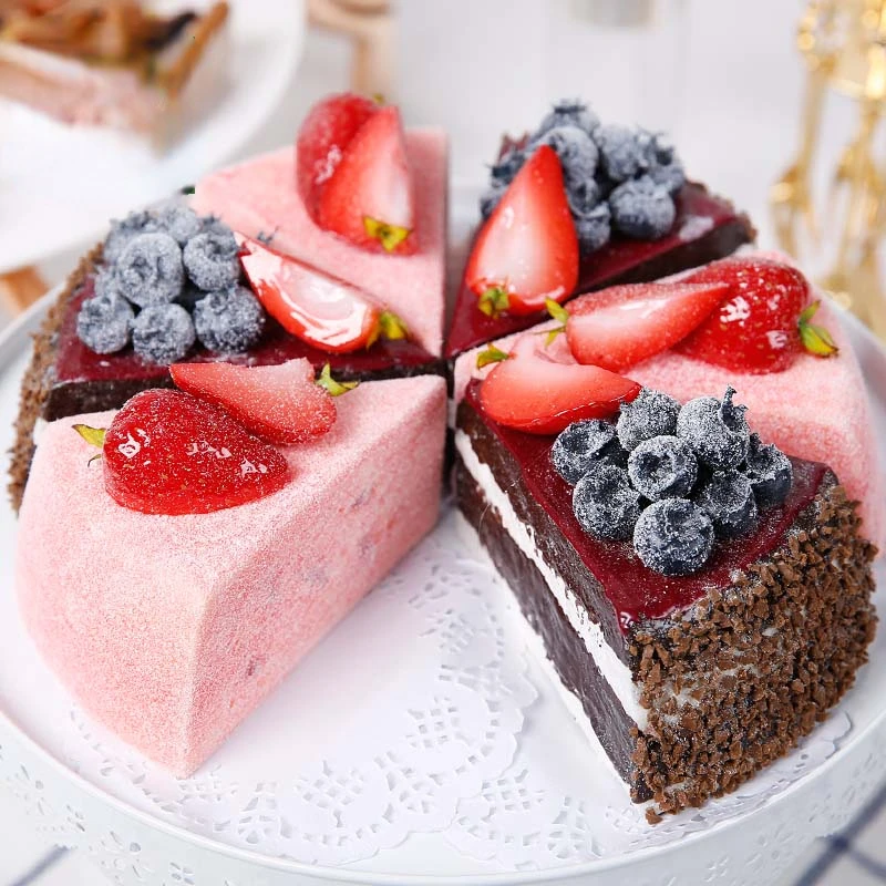 

Simulation Triangle Cake Birthday Cake Model New Fruit Food Decoration Fake Cake Props