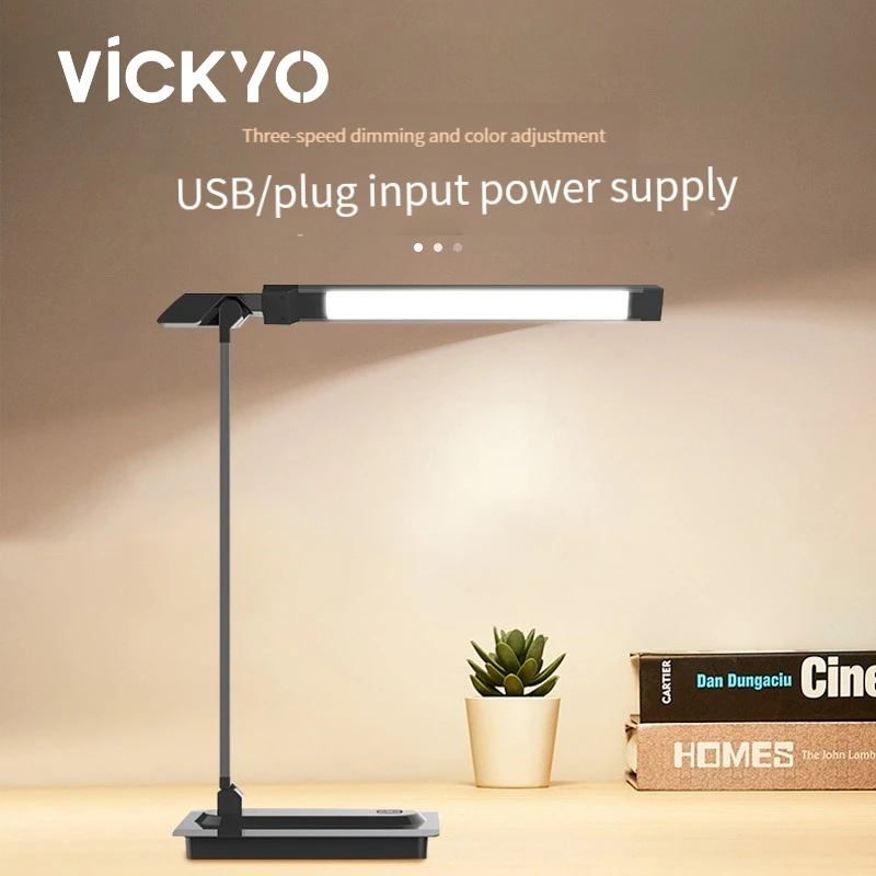 

Светодиодный ночник VICKYO, USB-лампа для чтения для ухода за глазами, сенсорный выключатель, 3 цвета, регулируемая яркость, складные настольные лампы для детской комнаты