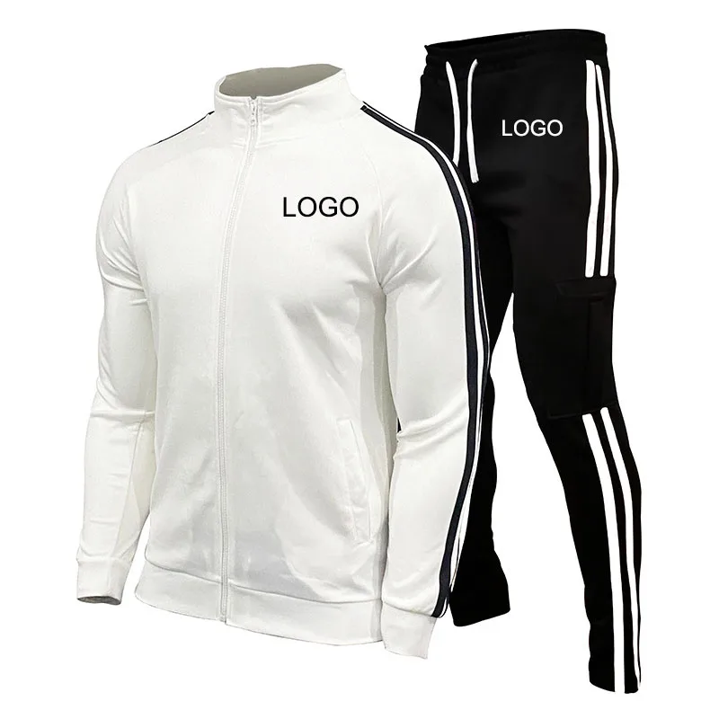 Custom Logo tracksuit men two piece set mens sweatsuits zip jacket sweatpants gym men set fitness sport suits jogging male set