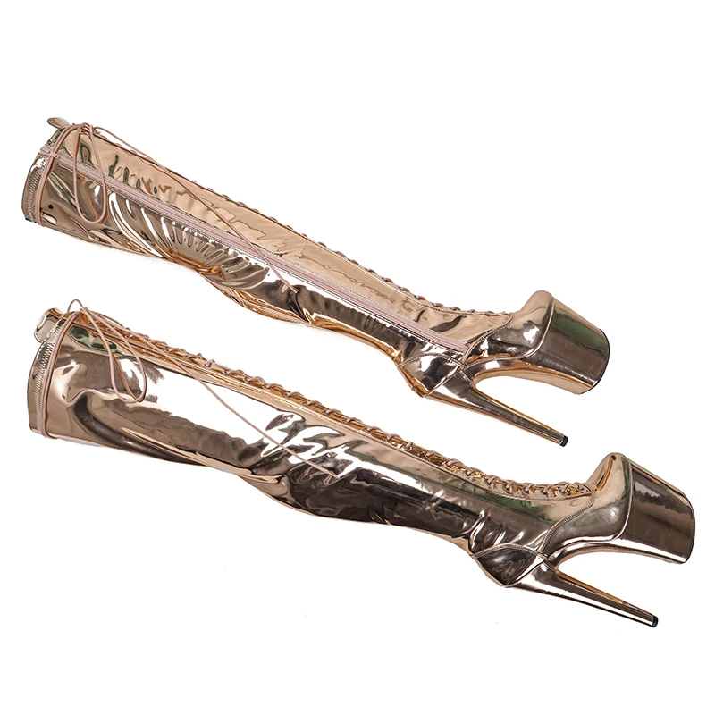 Leecabe 20CM/8Inch Patent upper Women's Platform disco party High Heels Shoes Pole Dance boot