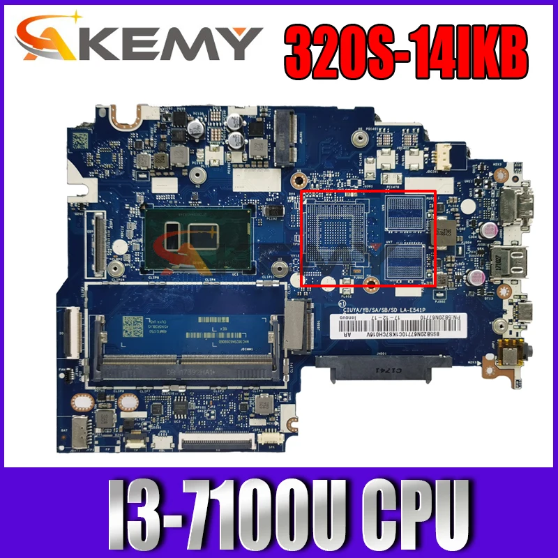 

For Lenovo Ideapad 320S-14IKB Laptop motherboard LA-E541P with CPU I3-7100U SR342 DDR4 100% Fully Tested