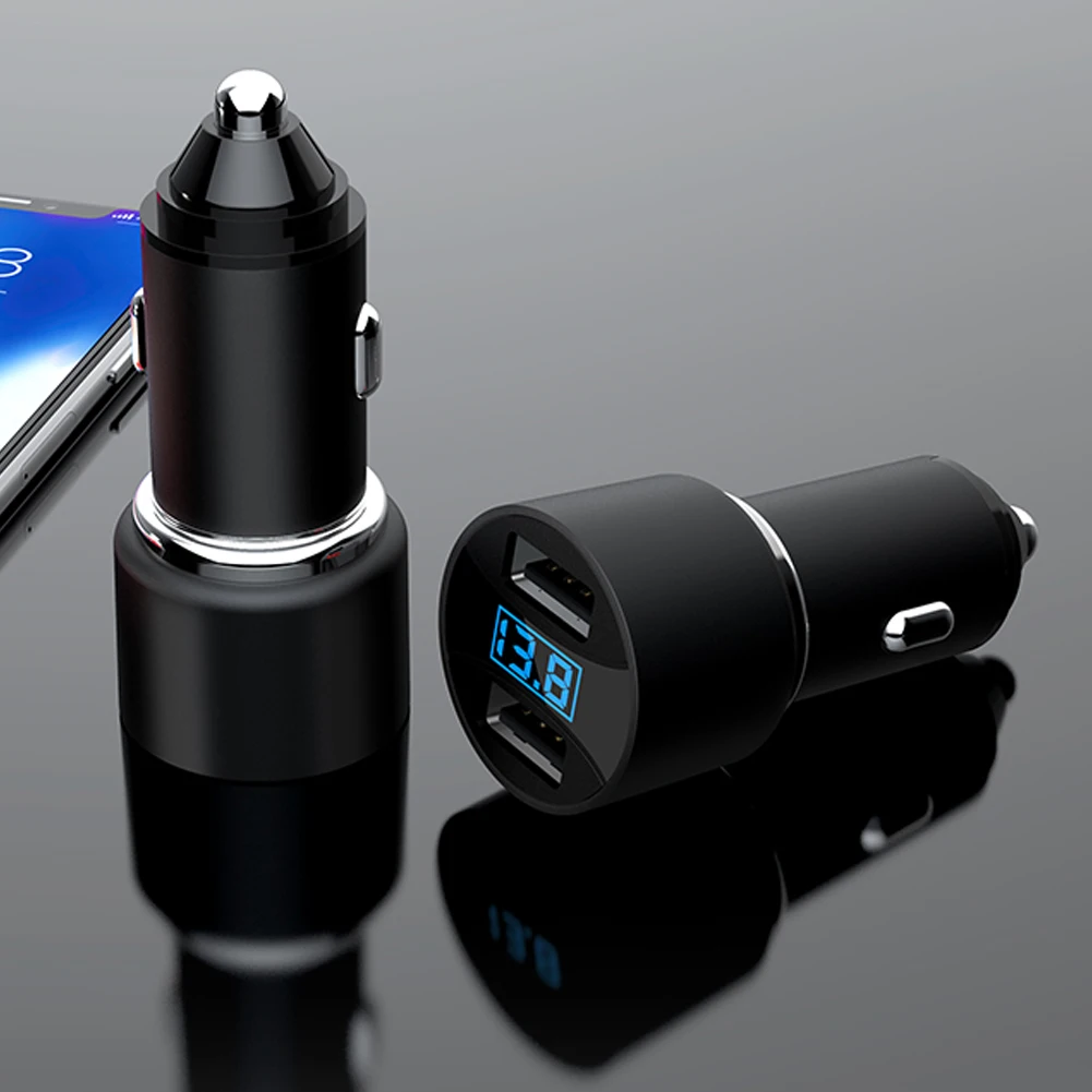 

Hot 4.8A Dual USB Car Charger 12-24V Digital Car Adapter Socket Quick Car Phone Charger With LED Lamp For IPhone 13 Samsung