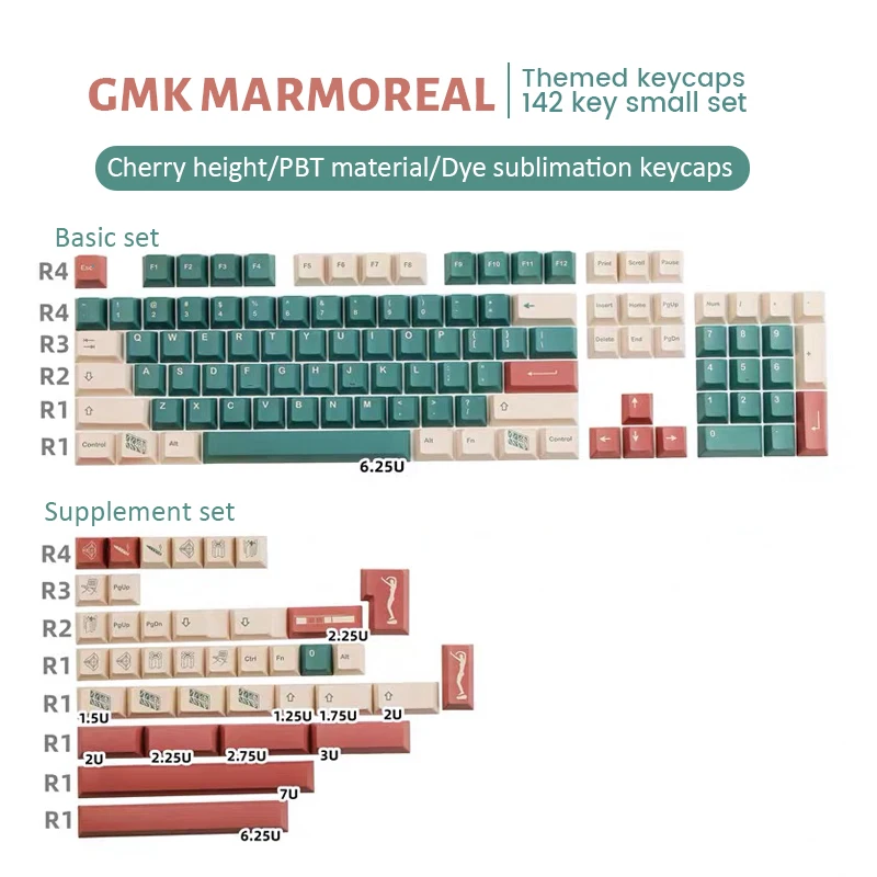 

GMK Clone Marmoreal PBT Dye Sub Keycaps 142 Keys Cherry For Mx Switch GMMK Pro Mechanical Keyboard ISO Layout 61 64 68 84 89