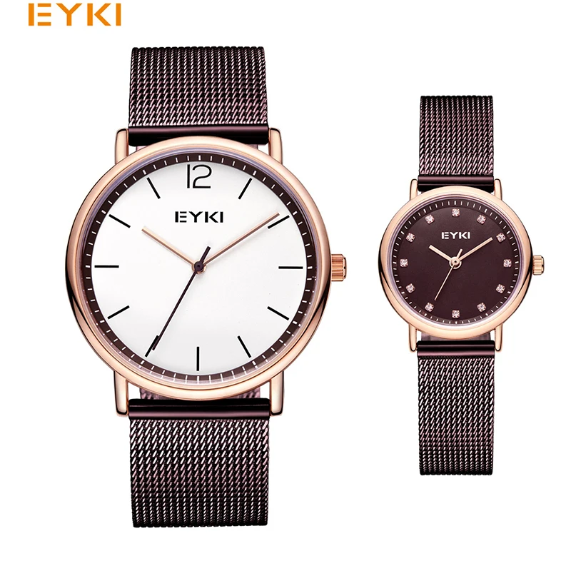 

6415 EYKI Brand Couple Weave Mech Strap Watches Simple Milanese Stainless Steel Men Women Casual Dress Watch Ultra Thin Relogio