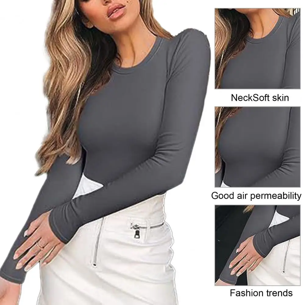 

Women Slim Fit Long Sleeve Top Stretchy Comfortable Women Top Stylish Women's Long Sleeve Tops Soft Slim Fit for Autumn/winter