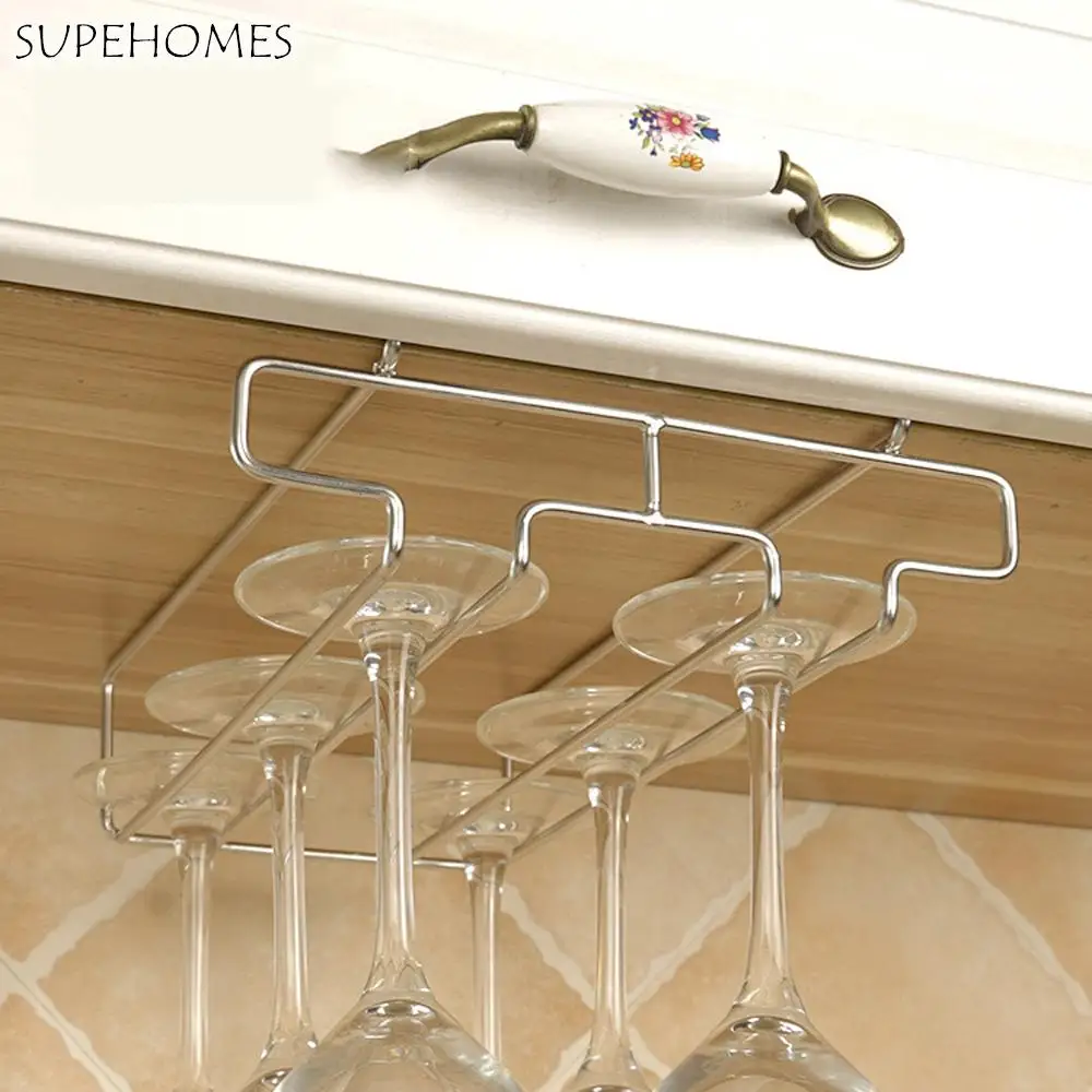 

Wine Glass Rack Wine Inverted Storage Rack Under Cabinet Wine Rack 304 Stainless Steel Hanging Storage Rack Drainage Rack