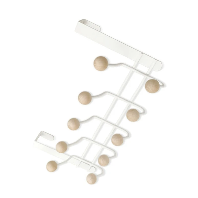 5 крючков над дверной вешалкой с деревянными шариками многофункциональный