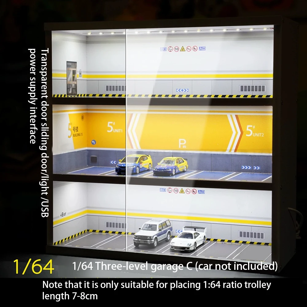 1:64 Диорама трехэтажная модель гаража автомобиля парковка светодиодное