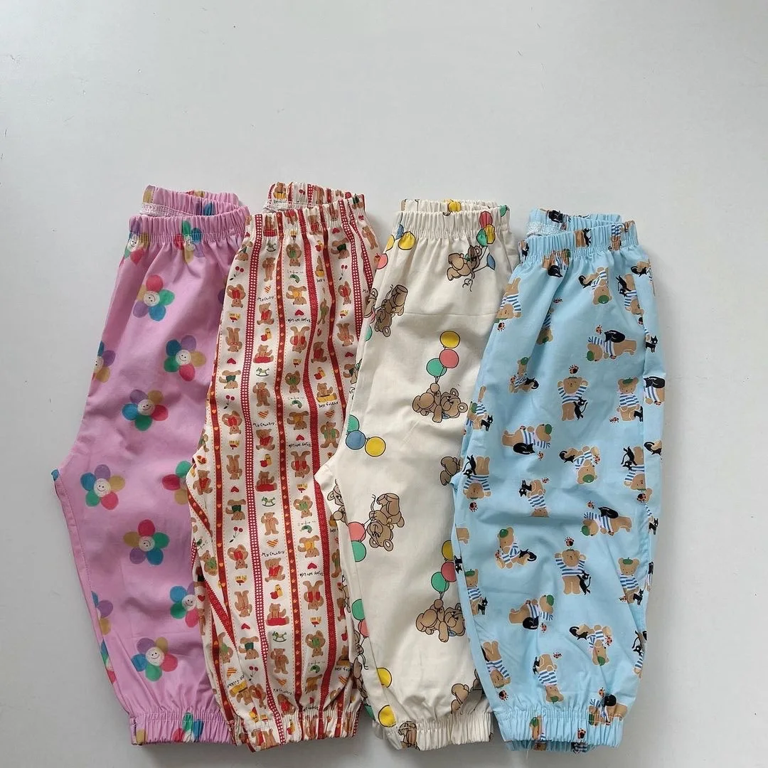 

Children Pants 2022 Summer New Korean Fun Print Baby Girls Pants Nine-point Trousers 1-5year Boys Pant Trousers