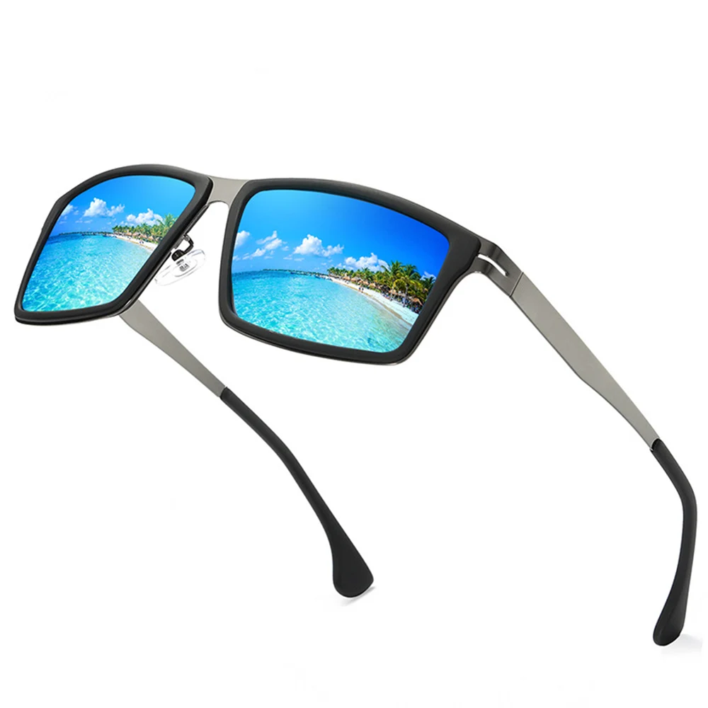 

Оправа TR90, солнцезащитные очки с дужками из сплава, квадратные поляризационные зеркальные солнцезащитные очки, изготовленные на заказ линзы при близорукости с вычетом от-1 до-6