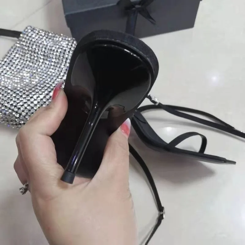 Summer New Square Toe Women Sandals Crystal Letters Decorative Women High Heels Sexy Shoes Women's Banquet Wedding Shoes Women