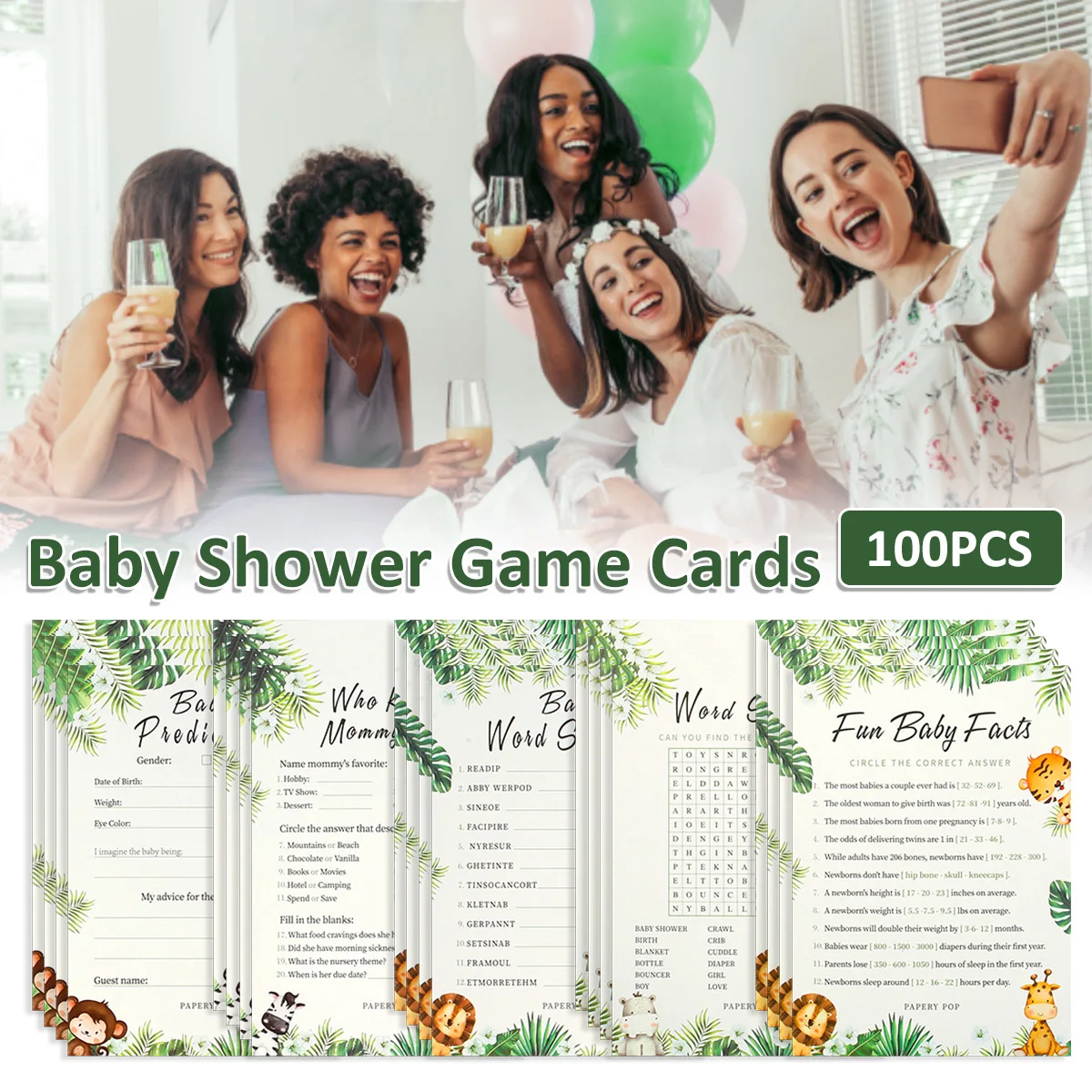 

100 шт., карточки для игры в честь будущей мамы