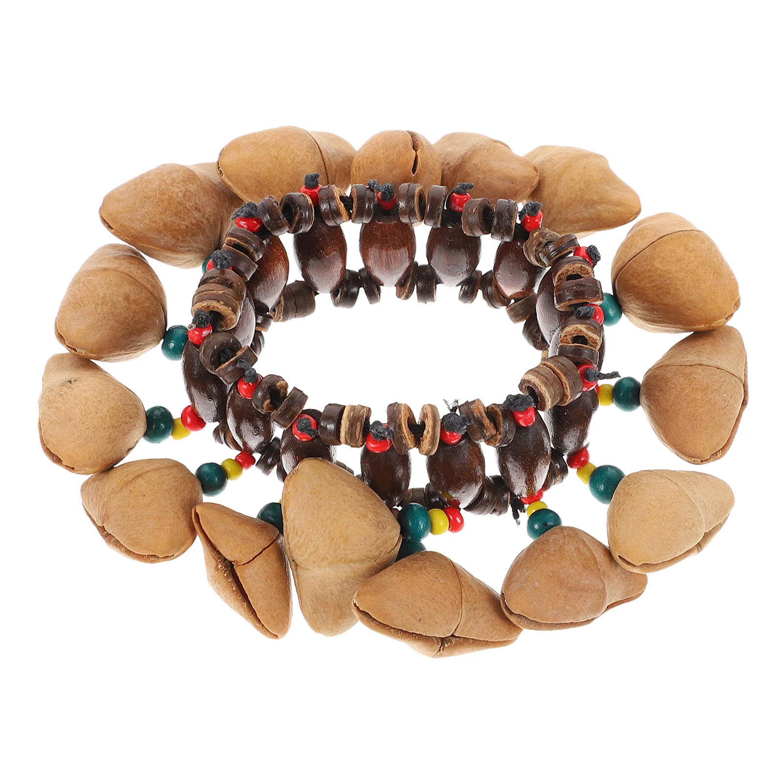 

Nut Shell Hand Bell Bracelet Tribal Style Bangle Dance Wrist Wooden Toy Instrument African Leash Kids Vintage Handbell Djembe