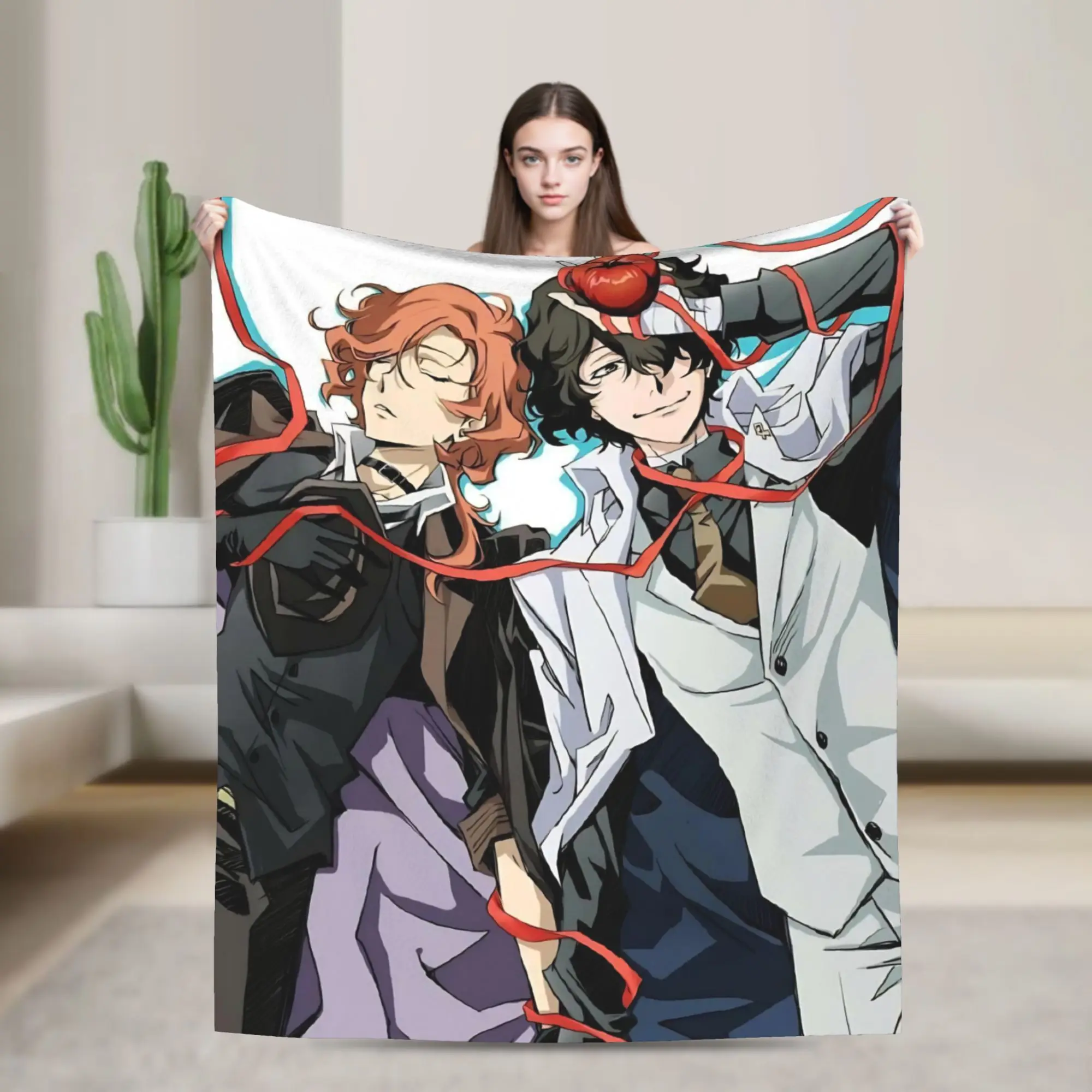 Фото Dazai Bungo Stray Dogs   Blanket  Super Soft Print Plush Bedding Throws For Kids Adult Couch Bed Flannel Bedspread Bed Cover №2