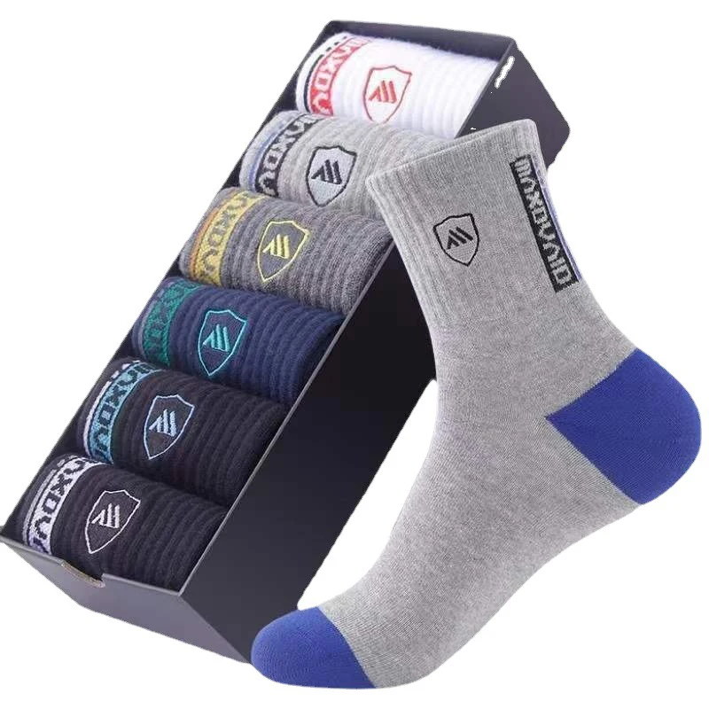2023 New Autumn And Spring Men's Sports Socks Casual Color Matching Thick Warm Breathable High Quality Socks 5 Pairs EU 38-43