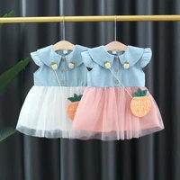 childrens clothing girls denim dress summer infant baby girl baby pineapple mesh princess skirt little kids summer clothing