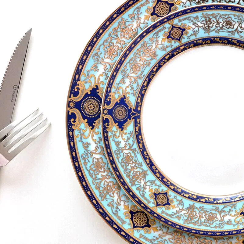 English Court Style Bone China Western Style Dinner Plates S