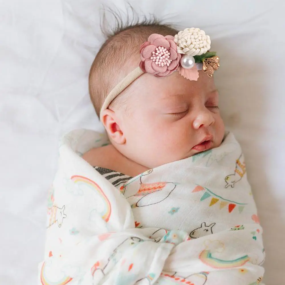 

Pearl Flower Headband for Girls Newborn Baby Elastic Princess Hair Bands Child Kids Hairclips Hair Accessories резинки для волос