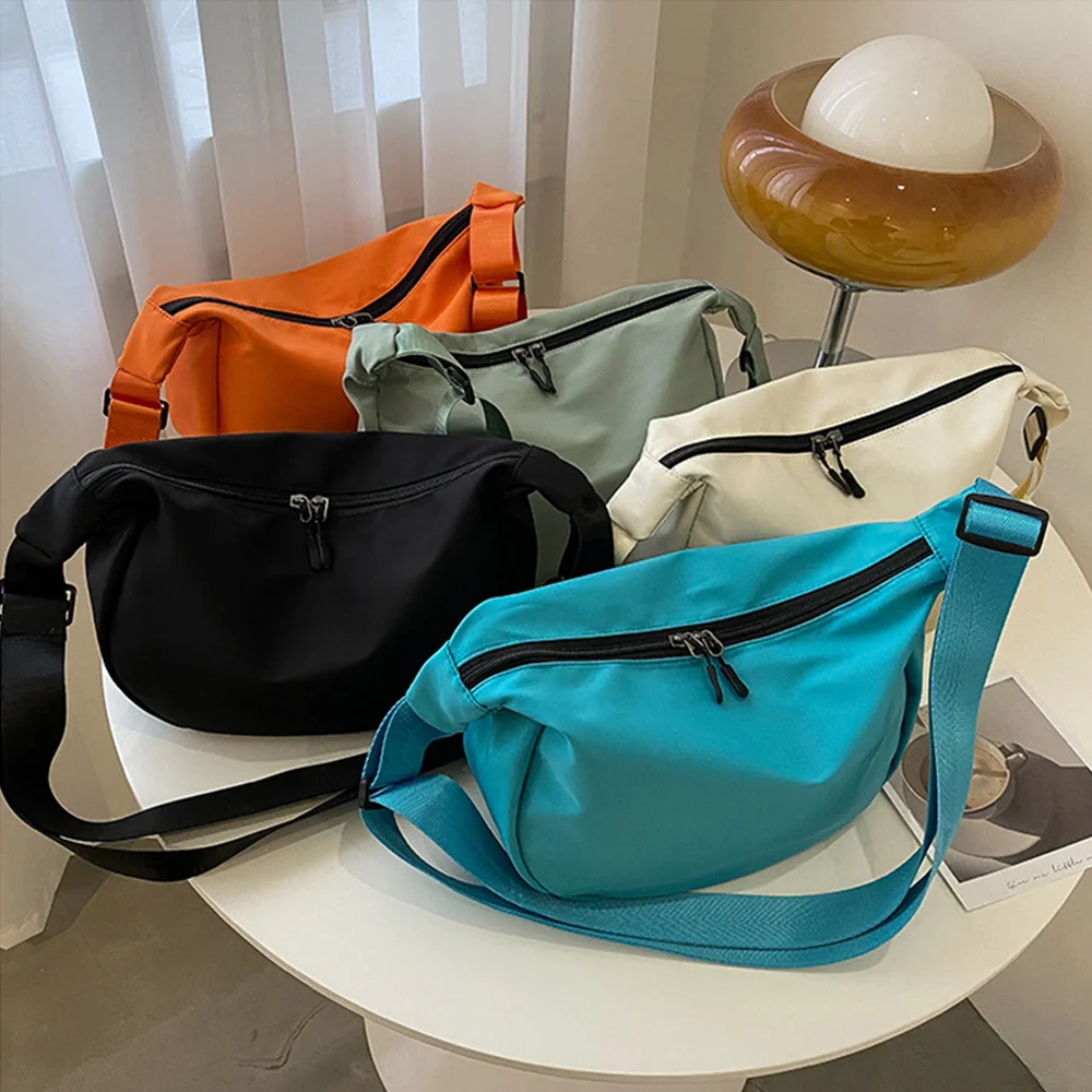 

Japanese Korea Large-capacity Dumpling Bag Women Messenger Crossbody Bag Oxford Cloth Shoulder Bags Solid Color Tote Bag