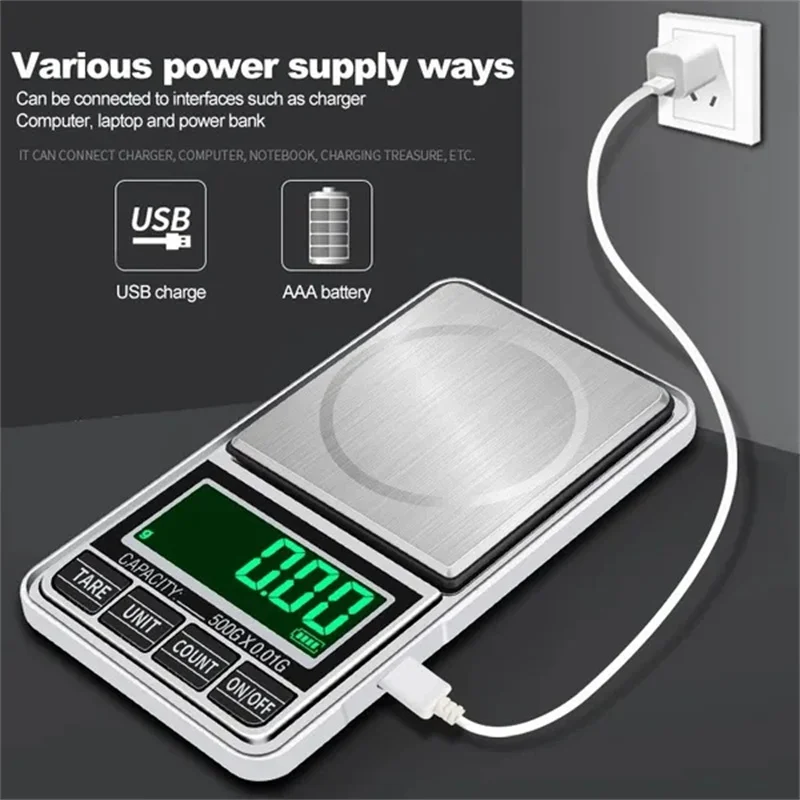 

Rechargeable Jewelry Mini Backlight Portable Precision High Scale Electronic Pocket Jewelry Gold Scale Digital 0.01g
