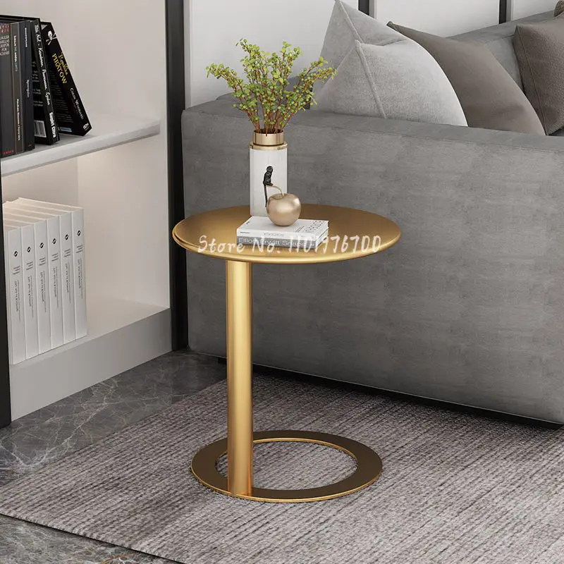 

Nordic light luxury wrought iron marble slate side corners table simple modern designer home living room sofa side table
