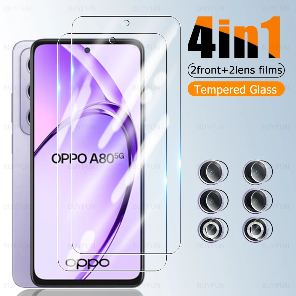 4 в 1 9H закаленное стекло и защита объектива для Oppo A80 5G 2024 6 67 дюймов Чехол Opo Appo A 80 80A