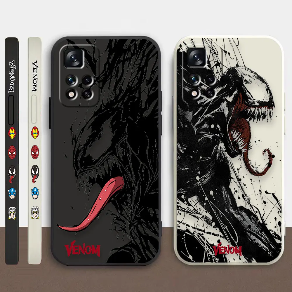 

Phone Case For Redmi Note 12 11 11T 11R 11S 10 9T 8 7S PRO PLUS 4G 5G Case Cover Fundas Cqoue Shell Capa Marvel Venom Black Line