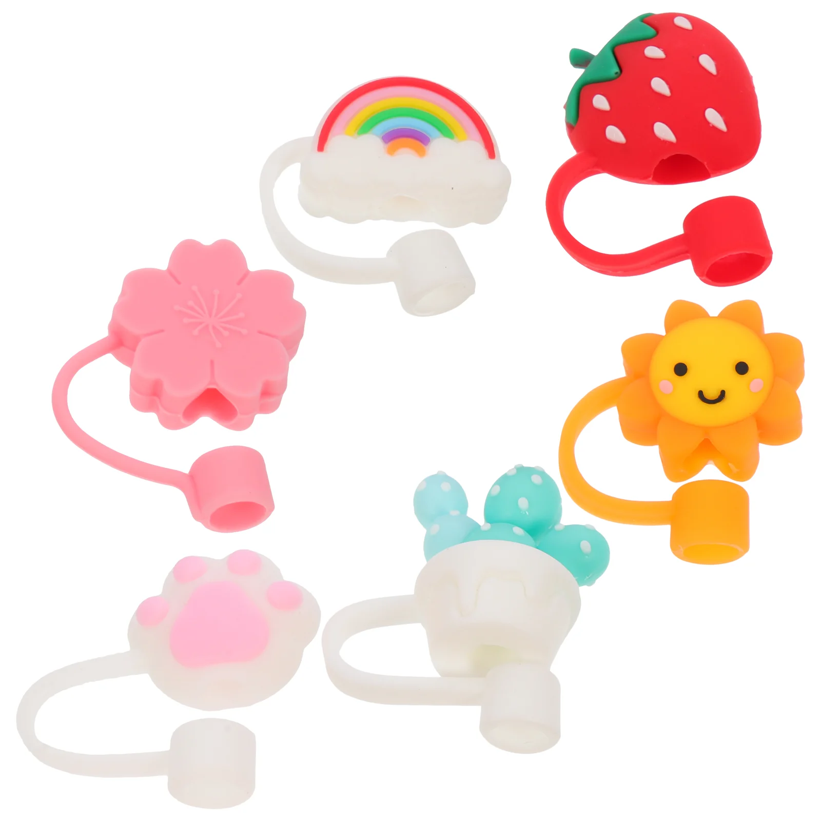 

6 Pcs Straw Dust Plug Glass Water Bottle Dust-proof Plugs Silicone Cover Funny Silica Gel Child