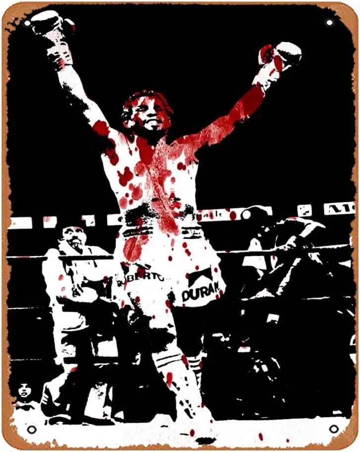 Винтажный оловянный знак Роберто Дуран Руки камня Художественная печать крови