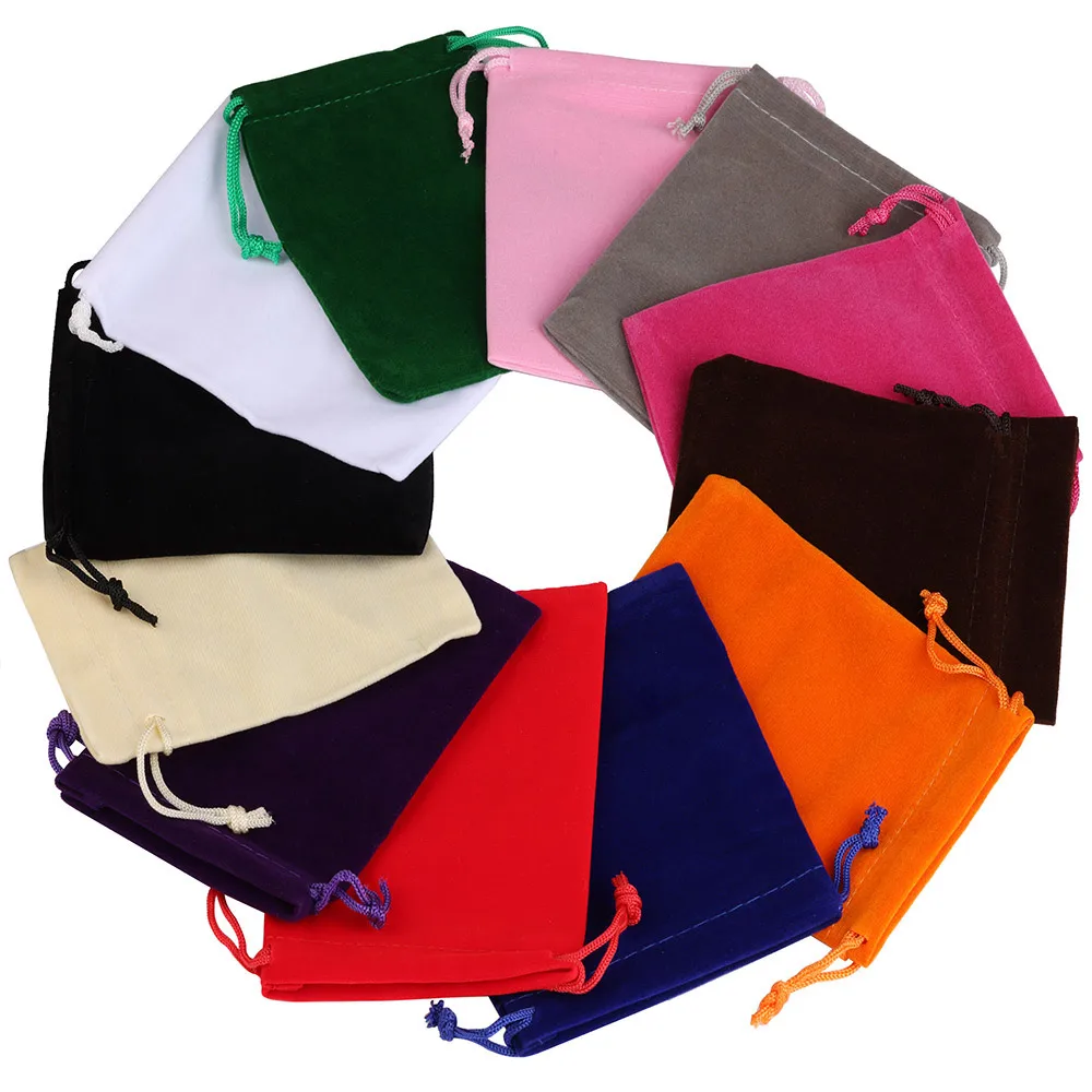 

25 шт. 5x7 см 7x9 см 9x12 см красочные бархатные мешочки для упаковки ювелирных изделий дисплей упаковка на шнурке подарочные пакеты и мешочки