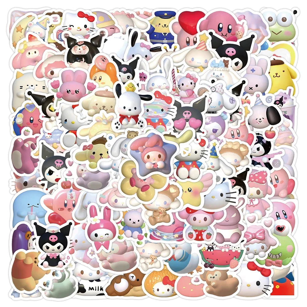 

10/30/50/100pcs Cute Cartoon Anime Melody Kuromi Hello Kitty Stickers Scrapbook Laptop Phone Decoration Decal Sticker Kid Toy