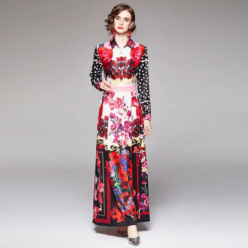 

Женское платье-макси с длинным рукавом, плиссированное платье-трапеция с высокой талией, в богемном стиле, весна-осень 2022