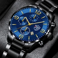 luxury mens stainless steel watches fashion men business leather quartz watch man calendar date luminous clock relogio masculino