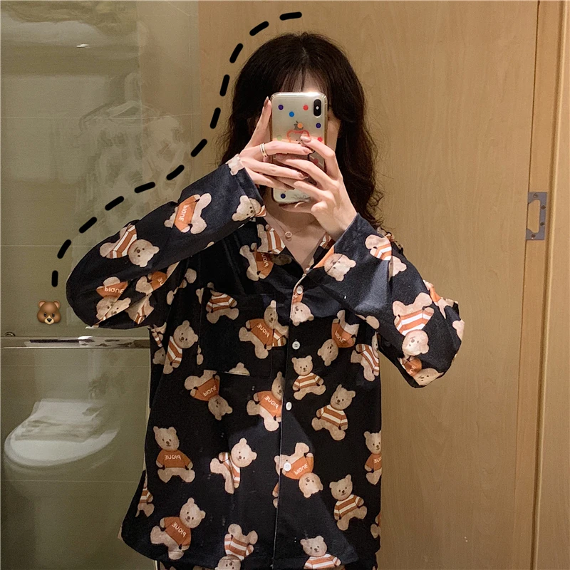 2022 new pajamas women spring and autumn cotton long sleeve cardigan senior feeling can be worn outside the residential suit set